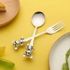 Креативная десертная ложка для кофе с милым медведем, вилка из нержавеющей стали, ложка для помешивания кофе и чая, десертная ложка с милым мультяшным медведем
