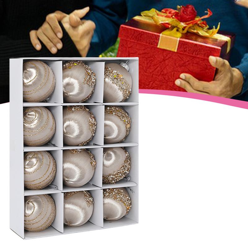 Флокированные елочные шары, бархатные шары, елочные шары, 12 штук, элегантные мягкие елочные шары для Рождества