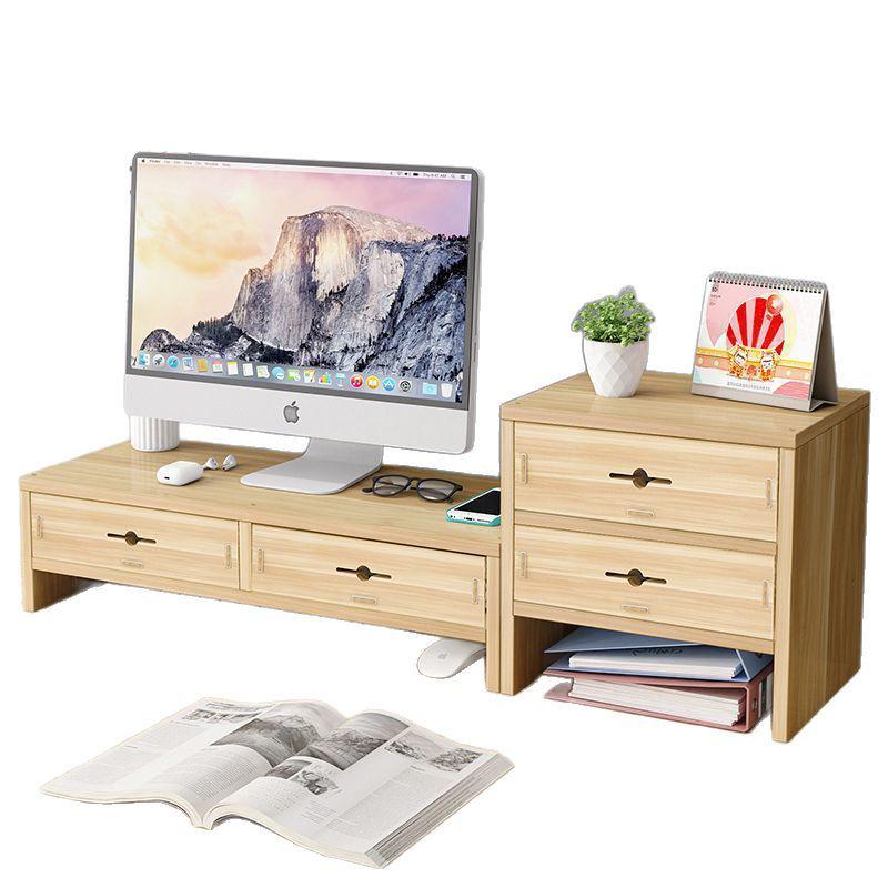 Dual-Layer Desktop Monitor Stand with Drawers