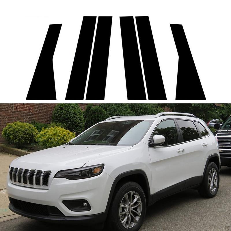 For Jeep Cherokee KL 2014-2023 Glossy Black Car Door Window Pillar Center Post Trim Stickers Auto Styling