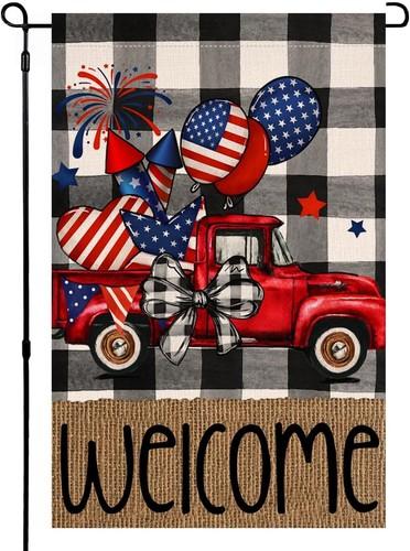 4th of July Welcome Garden ag Double Sided for Outside, Independence, 12x18 XXQ