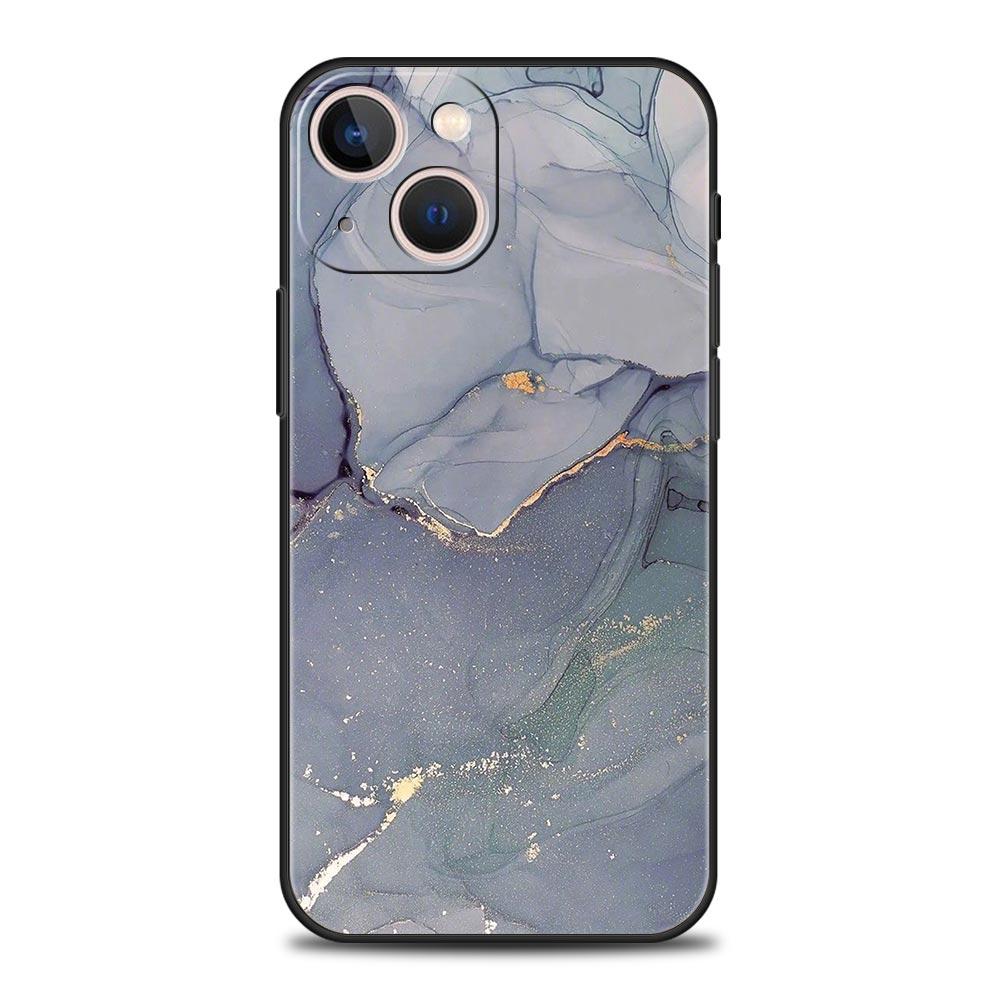 Чехол для телефона для iPhone 16 15 14 13 12 11 Pro Max XS X XR SE 7 8 Plus Мягкий силиконовый Черная крышка Funda Модный Мраморный узор