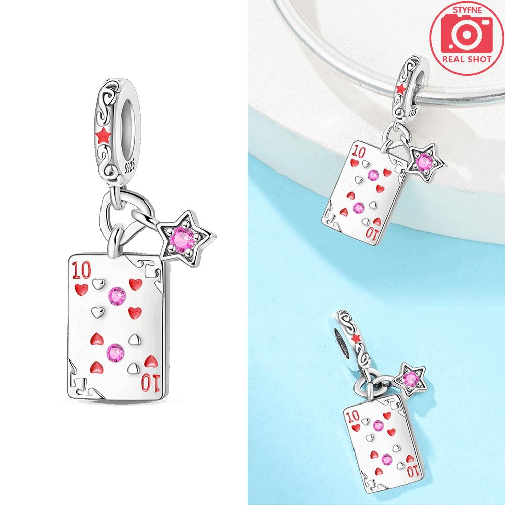 Women'S Pendants Original Copper Black Suit J Playing Card Red 10 Bead Fit Bracelet Women Jewelry Making Diy Gift Accessory