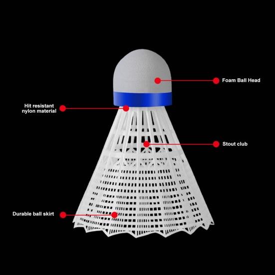6 шт. в упаковке нейлоновых воланов для бадминтона, воланы из нейлона, мячи для бадминтона для тренировок в помещении и на открытом воздухе