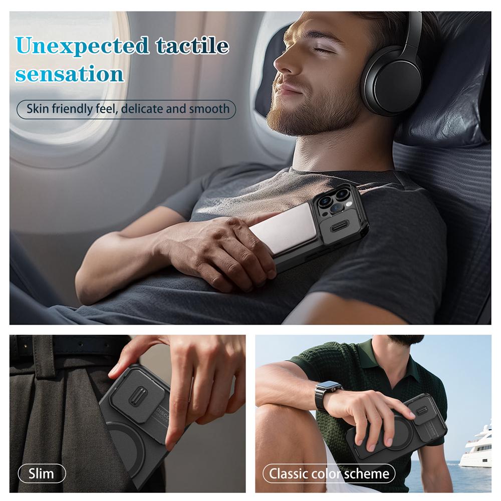 KEYSION Противоударный магнитный чехол для iPhone 16 Pro 16 Pro Max со сдвижной защитой камеры, подставкой и поддержкой беспроводной зарядки, задняя крышка для телефона