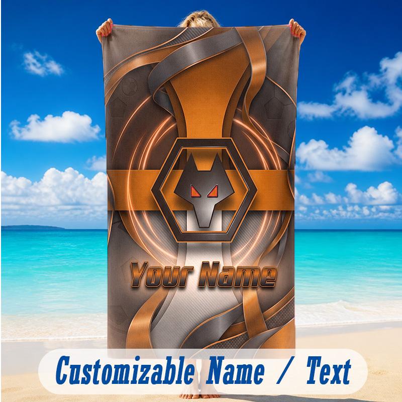 Beach Towel Custom Name Text, Quick Dry Large Towel For Beach HomeWolverhampton Wanderers Football