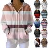Women's Casual Fashion Long-Sleeved Zip-Up Christmas Print Knitted Hoodie