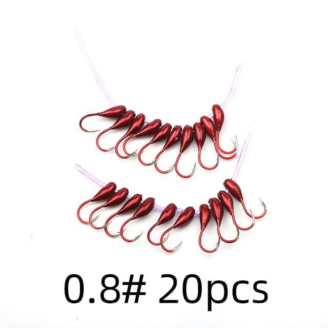 Зимняя подледная рыбалка 45° Красный перевернутый крючок с леской Имитация красных крючков для наживки дождевых червей Джиг-головка Рыболовный крючок Снасти для ловли карпа