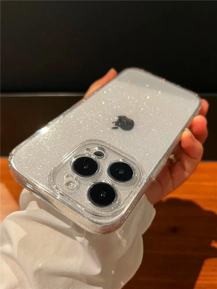 Роскошный Блестящий Прозрачный Чехол для Телефона для iPhone 11 12 13 14 15 16 pro Max X XR XS 7 8 Plus SE Мягкая Прозрачная Силиконовая Накладка