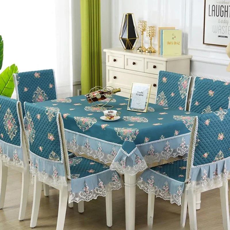 Кружевной однотонный чехол на стул в европейском стиле, чехол на обеденный стол и табурет, ткань для домашнего обеденного стола, ткань на спинку стула