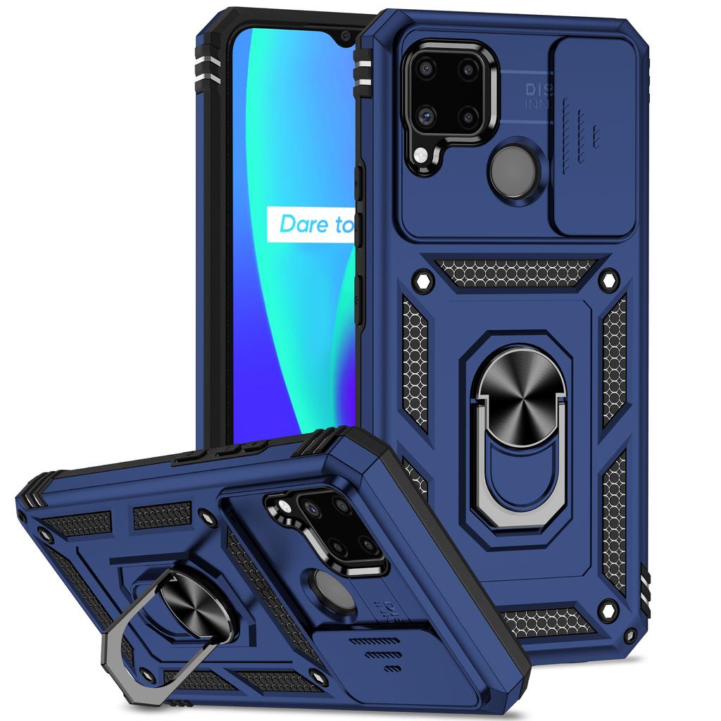 Чехол-подставка с кольцом для Oppo Realme C11 2021 RMX3231 Armor Anti-Fall Protection Camera Phone Case для Realme C20 C20A Funda Coque
