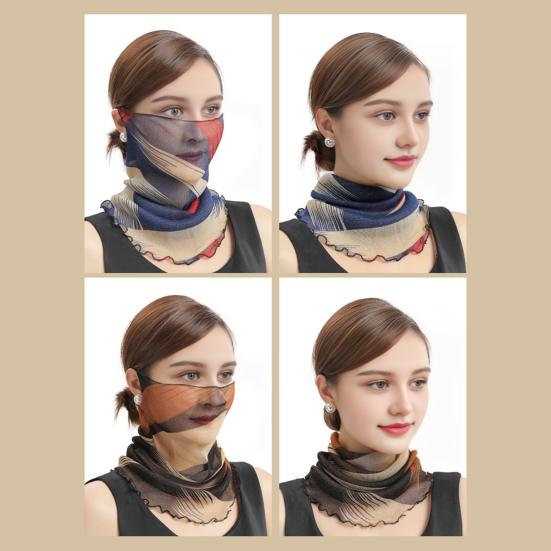 Yousheng Women Floral Chiffon Ring Scarf Neck Guard False Collar Elastic Bib Wraps Travel Scarf Versatile Accessory