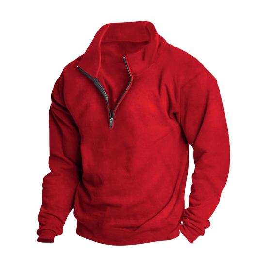 Мужская толстовка с застежкой-молнией и воротником-стойкой, с длинными рукавами, однотонный пуловер средней длины, спортивный повседневный топ, легкая одежда для путешествий, офиса, повседневной носки