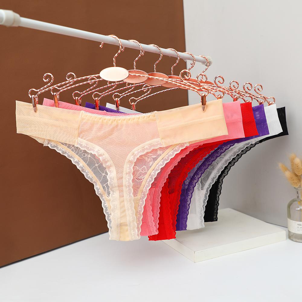 Sexy Lace Thongs Women's Low Waist Underwear Solid Comfortable Female Underpants Breathable Lingeries 202