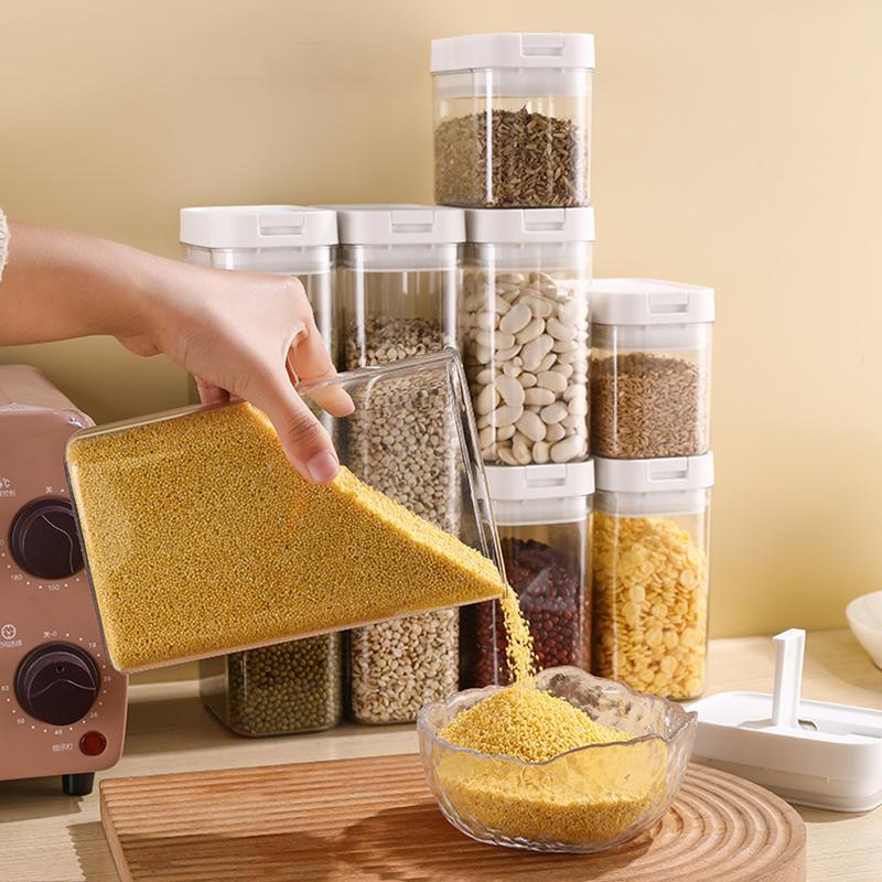 Прозрачные пластиковые штабелируемые контейнеры для хранения продуктов с герметичной влагозащитной крышкой для пасты, круп и закусок
