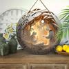 Wood 1pc 2D Nativity Baptism The Birth of Jesus Golden Sunshine Xmas Wood Porch Wreath Hanging Print Sign Painting Home Fence Decor for Door, Wall
