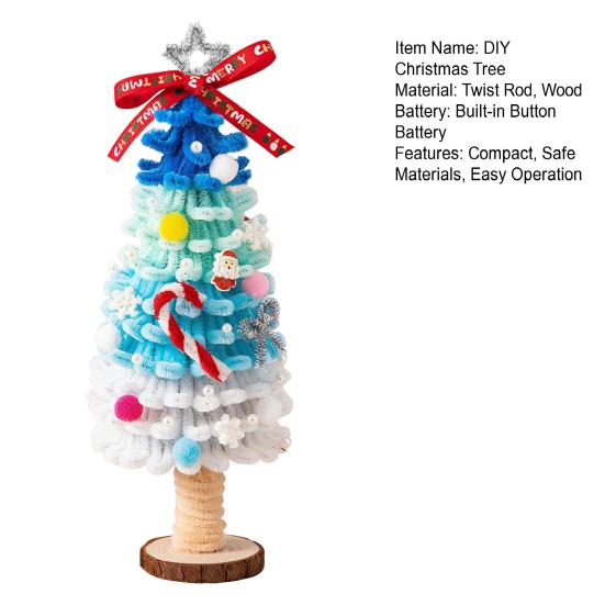 DIY Christmas Tree Kit with Light String Festive Desktop Decoration Warm Christmas Atmosphere Light New Year Gift Christmas Decor