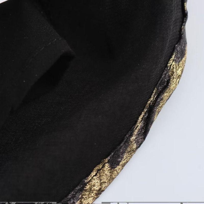 Kaslead New Arrival Women's Fashion Style Fashion Short Bronzing Leopard Print Elastic Waist Double Circle Short Skirt