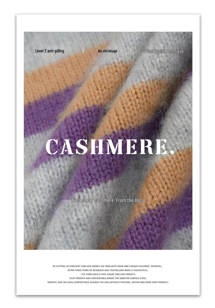 2025 Women's Loose Cashmere Stripe Sweater, Round Neck Knitwear for Autumn/Winter