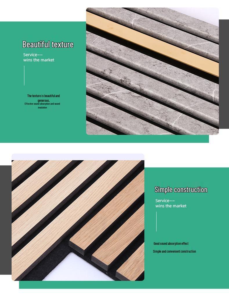 Wood Strip Polyester Fiber Sound-Absorbing Wall Panel for Decoration and Insulation