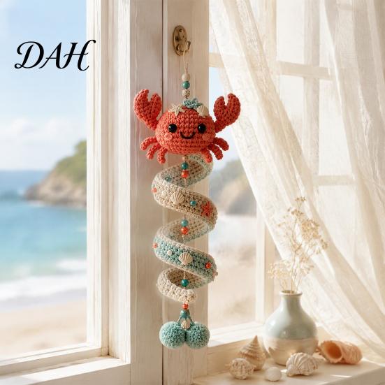 Crochet Supplies for Travel Ocean Animal Spiral Kit, DIY Coastal Hanging Ornament Beginner Craft Crafting Set with Yarn Kit And Accessories
