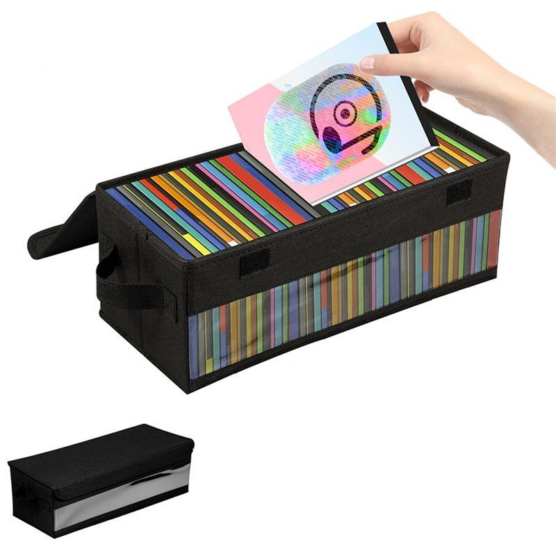 Премиум-сумка для хранения CD большой емкости, 2 шт., нетканый органайзер для дисков с крышкой и ручкой, портативный прозрачный чехол-держатель