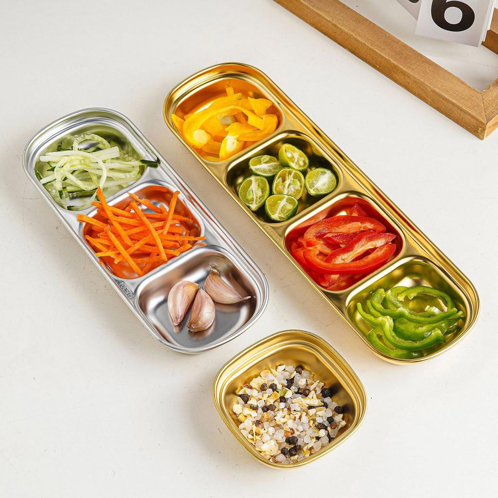 Блюдо из нержавеющей стали для приправ, миска для макания, блюдо для соевого соуса, поднос для приправ, квадратная тарелка для закусок на гриле, кухонная утварь