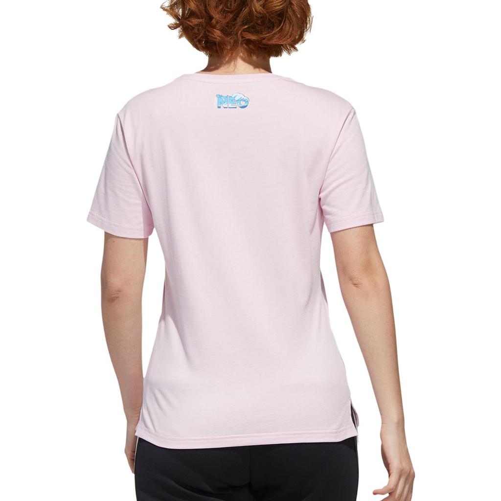 adidas Футболка Neo Round Neck, удобная, дышащая, спортивная, повседневная, с коротким рукавом, женская, розовая GJ5653
