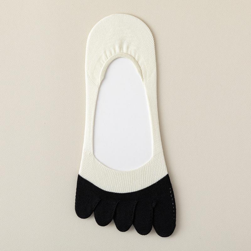 5 пар женских летних тонких носков из чистого хлопка, впитывающих пот, дезодорирующих, дышащих, нескользящих, невидимых, с пятью пальцами