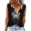 Женские майки, сексуальные летние топы без рукавов с V-образным вырезом, жилет, топы с 3D-принтом и кисточками-бабочками