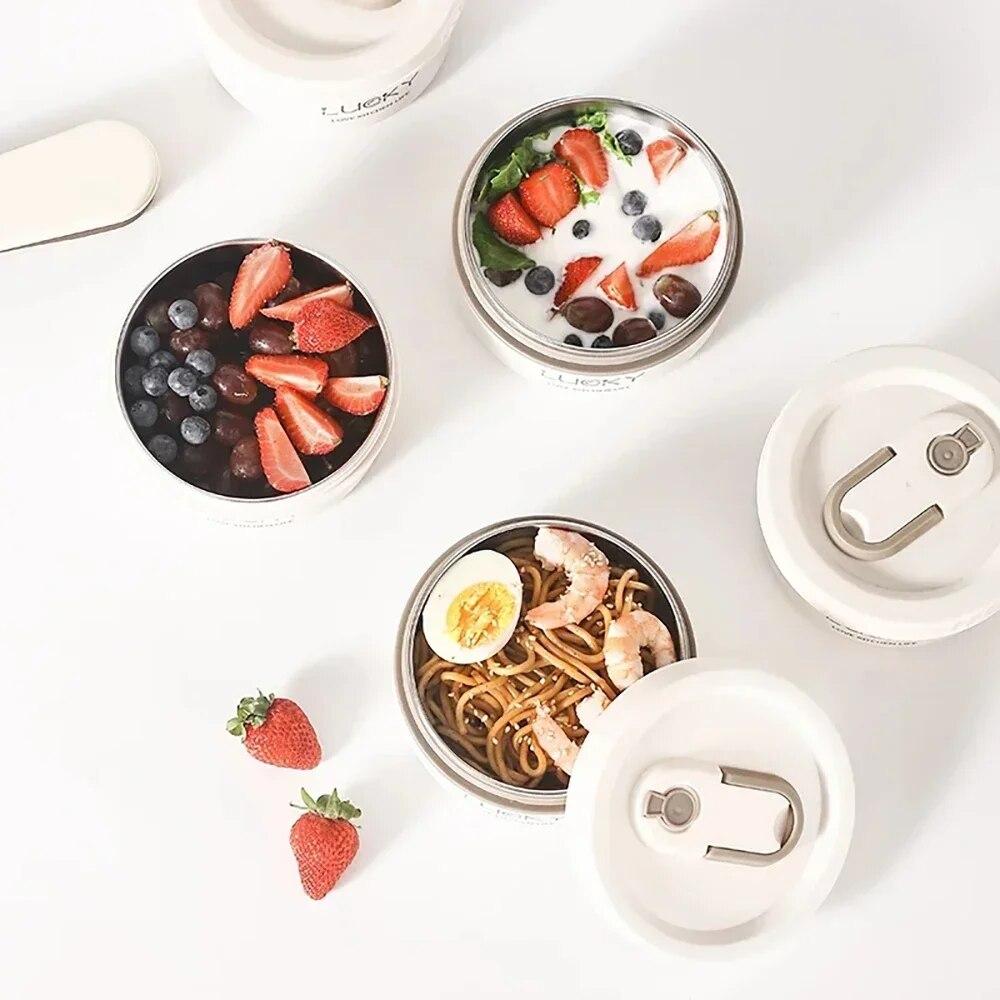 Stainless Steel Insulated Lunch Box Household Multi-layer Lid Soup Bowl Bento Box Office with Lunch Insulated Bucket