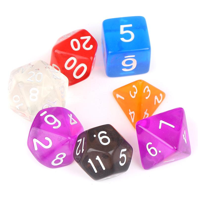Цветной многогранный набор из 7 предметов, полупрозрачный бирюзовый Rpg Dnd с каплями облаков и мешком для игральных костей