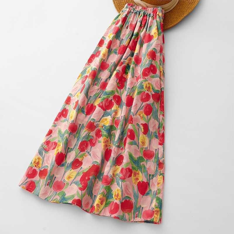 2025 Vintage Resort Tulip Printed Peplum Skinny Oil Color Halter Юбка