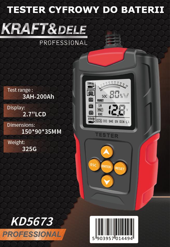 Digital battery tester with LCD display 12/24V 3Ah-200Ah KD5673