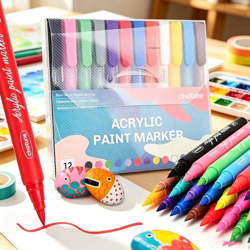 12‑36 Colors Pastel Acrylic Paint Markers Soft Brush Tip Waterproof Permanent for DIY Stone Egg Glass Nail Art Crafts