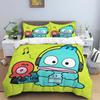 The virtual cartoon character HANGYODON themed three piece bedding set, including duvet covers and pillowcases, is the perfect