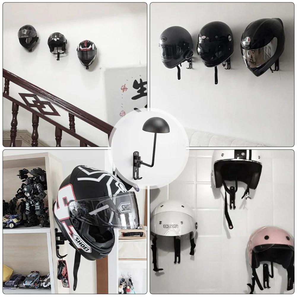 Новый настенный держатель для шлема мотоцикла, вращающийся на 180°, вешалка для шлема, подставка для шлема, стойка для хранения с двойным крючком для шлемов велосипеда