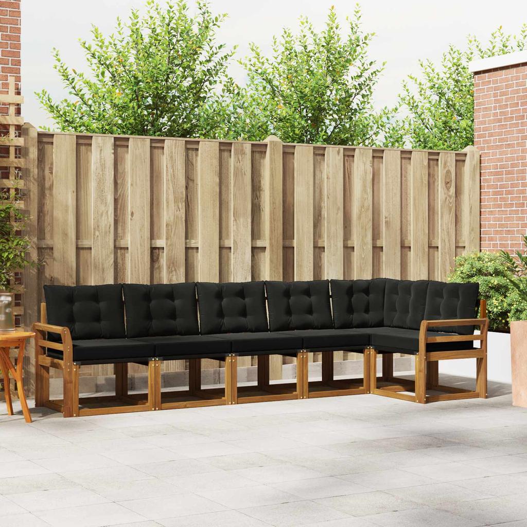 Outdoor Sofa Set with Cushions 6 pcs Natural and Black