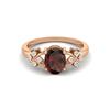 8X6MM Oval Garnet Gemstone 925 Sterling Silver Rose Plated Solitaire Vine-Inspired Women Wedding Ring