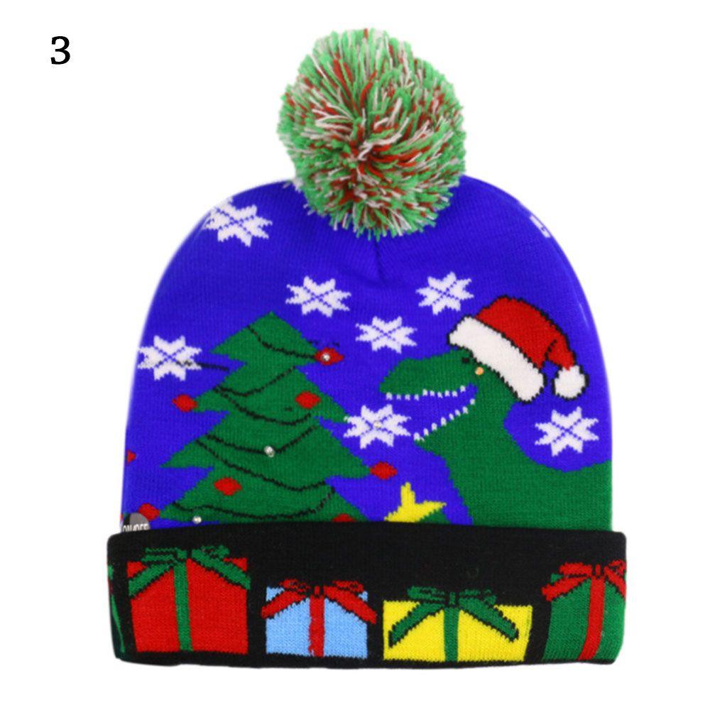 Christmas Gift Light Up Cartoon Christmas Hat LED Hat Sweater Beanie Knitted Cap