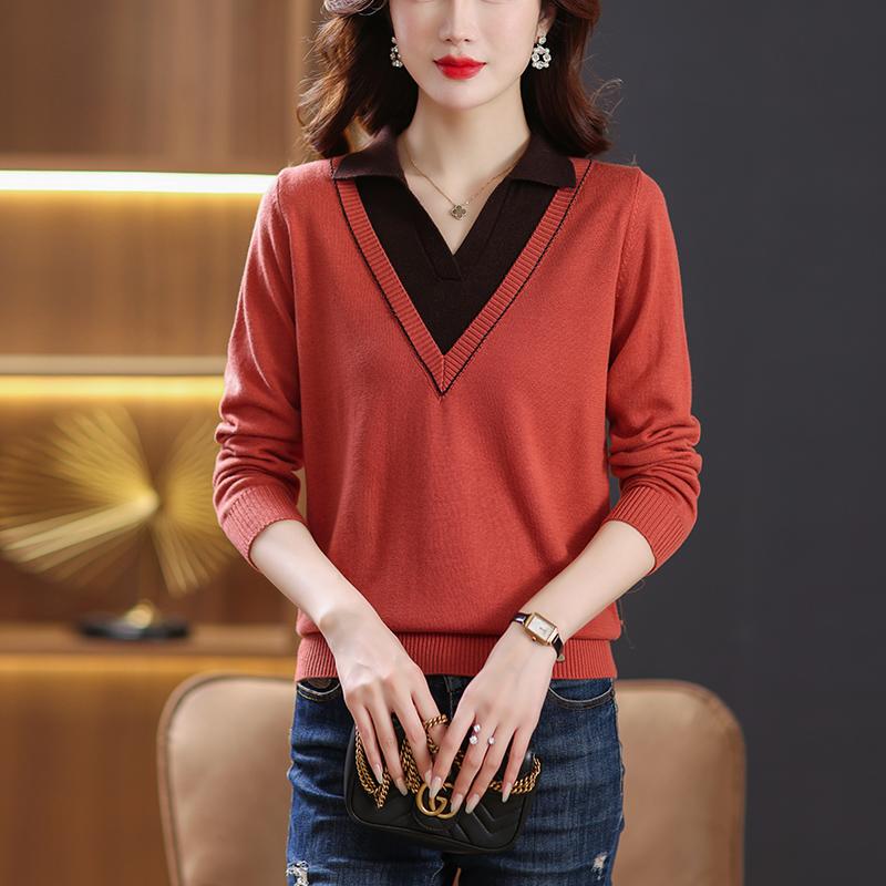 Стильный трикотажный пуловер в стиле пэчворк, женский свитер с длинными рукавами для осени и зимы