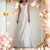 Wedding Dress for Bride Lace Applique V-Neck Sleeveless Bridal Dress Satin Formal Dress Prom Cocktail Evening Party Gown