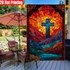 2D Flat - 2D Flat- L67-1pc Autumn Easter Christian Cross Print Courtyard Flag-Double Sided Garden Flag, Yard Decoration, Outdoor Decoration, Lawn, Fla