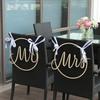 2 шт. Деревянные Флажки на Стулья для Свадьбы Mr Mrs Круглый Полый Дизайн Ретро Романтический Декор для Стульев Жениха Невесты Фото Реквизит Вечеринка на Заднем Дворе