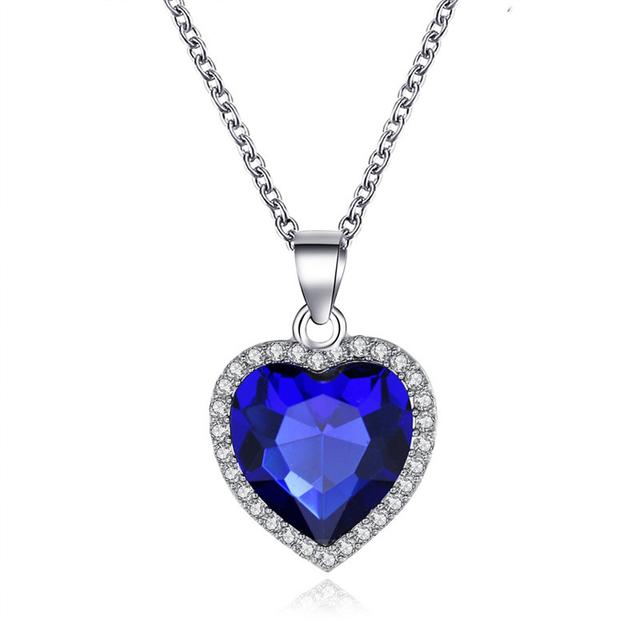 New Titanic Heart Of Ocean Blue Heart Love Forever Pendant Necklace For Women Men Jewelry Gift