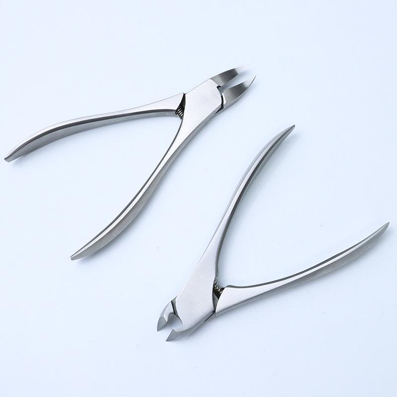 Stainless Steel Eagle Beak Toenail Clipper for Paronychia - Gray, Buffalo Horn Handle, Single Cut Pliers for Thick & Ingrown Nails