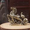 Brass "Horse To Success" Figurine - Feng Shui Wealth Statue With Gourd  Coins For Home Office Decor