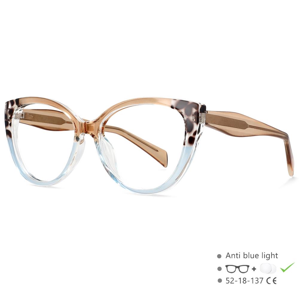 54472 Fashion Tr90 Anti Blue Light Blocking Cat Eye Glasses Frame Women Luxury Designer Retro Eyeglasses for Ladies
