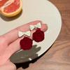 Новые модные серьги с флоком, серьги с серебряными игольчатыми бантиками, ощущение высокого класса, нишевые красные серьги