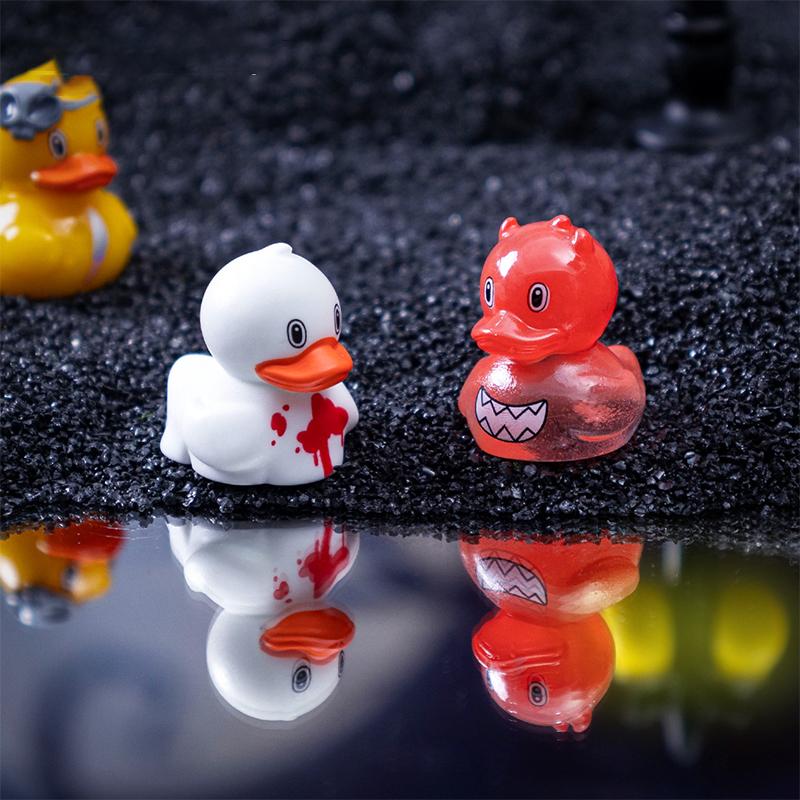 5-14Pcs Halloween Demon Ducks Miniature Figures Resin Mini Colorul Duck Ornament Landscape Dollhouse Fairy Garden Home Decor